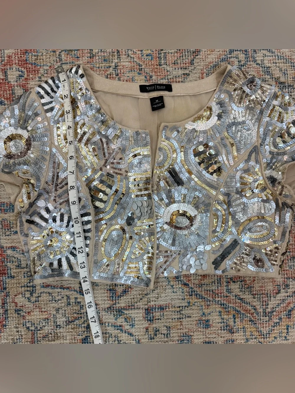 White House Black Market Linen Blend Sequin Bolero Jacket | Cropped  Cocktail M